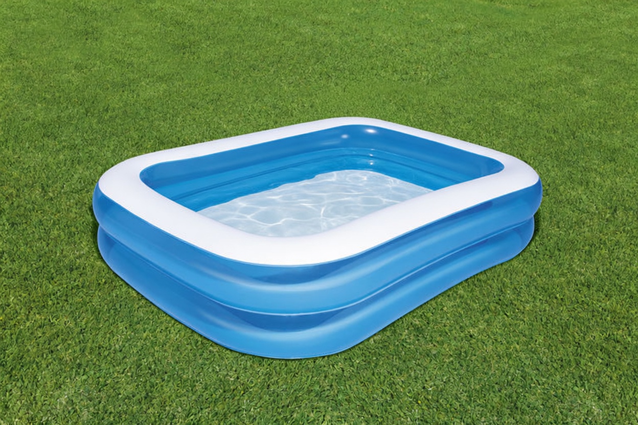 Bestway rectangular paddling pool on a lawn